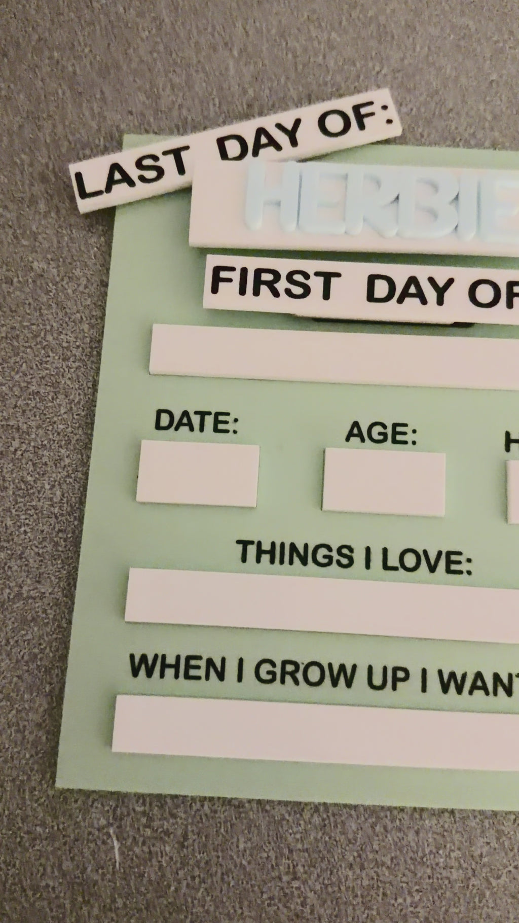 First Day/Last Day Board Acrylic + Magnetic ♡