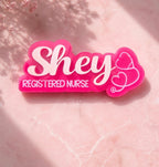 Shaped to name personalised badge ♡ - SusieClareCreative